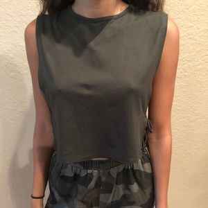 Love Culture Green Side Cut Crop Top